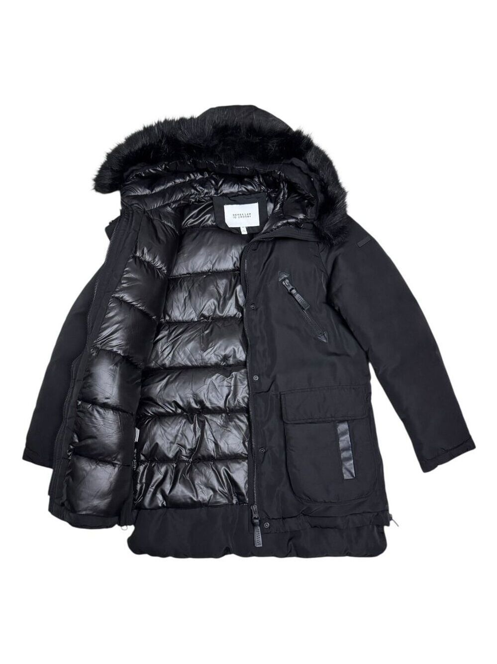 DEREK LAM 10 CROSBY Coat Faux Fur Luxury Designer Winter Puffer Parka Womens M